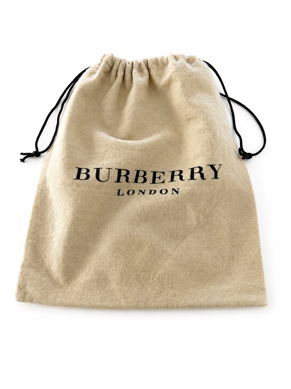 Burberry London Beige Dust Bag Drawstring Storage Pouch Logo Travel Organizer